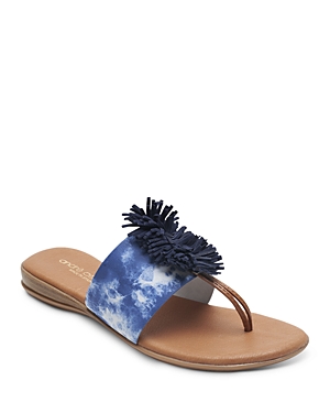 Andre Assous Women's Novalee Featherweights Leather Fringe Demi Wedge Sandals In Tie Dye