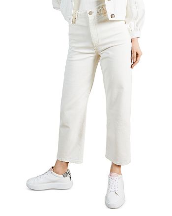 Ted Baker Braided Waist Straight Leg Ankle Jeans in White | Bloomingdale's
