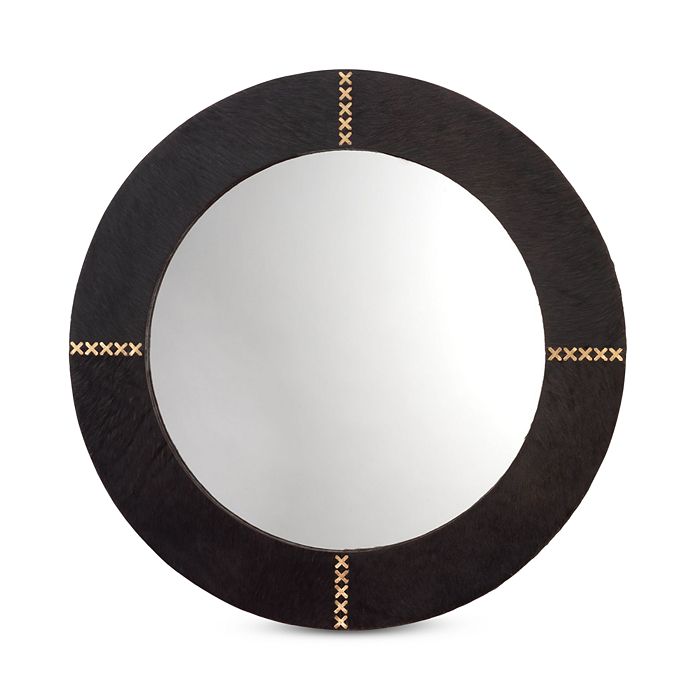 Jamie Young Round Cross Stitch Mirror In Brown