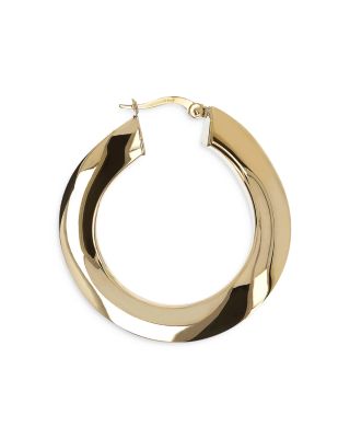 14K Yellow Gold Wavy Hoop Earrings