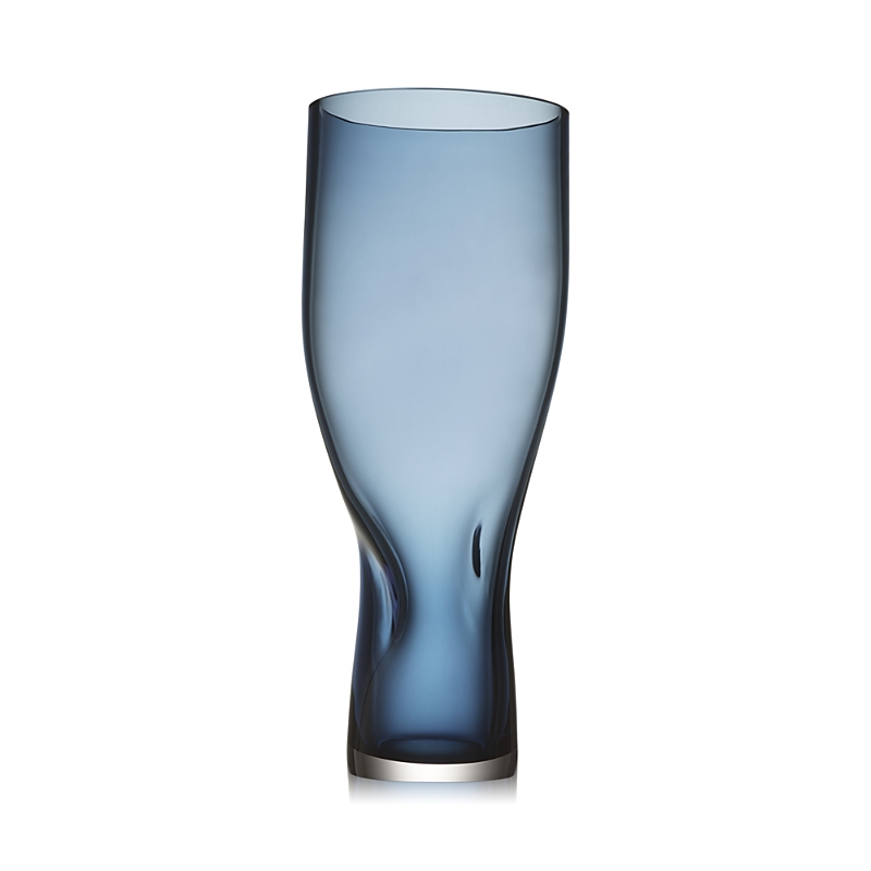Orrefors Squeeze Tall Crystal Vase In Blue