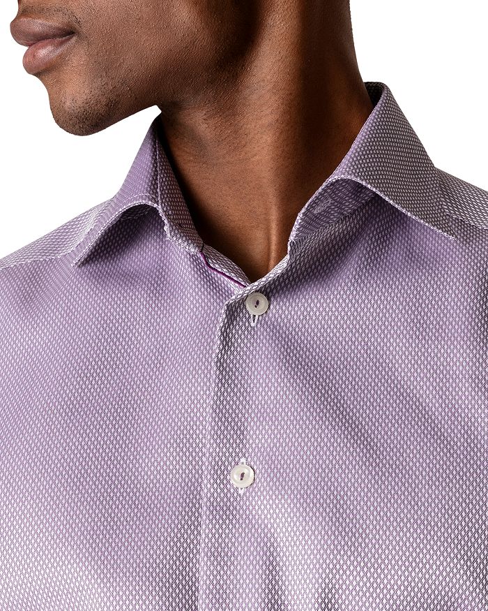 Shop Eton Slim Fit Textured Solid Shirt In Purple