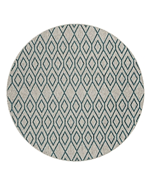Jill Zarin Outdoor Turks And Caicos Round Area Rug, 4' X 4' In Gray/blue