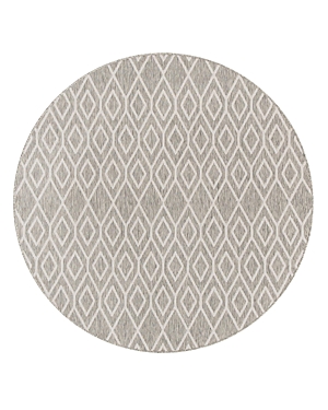 Jill Zarin Outdoor Turks And Caicos Round Area Rug, 4' X 4' In Gray/white