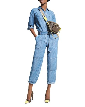 MICHAEL Michael Kors Chambray Belted Jumpsuit | Bloomingdale's