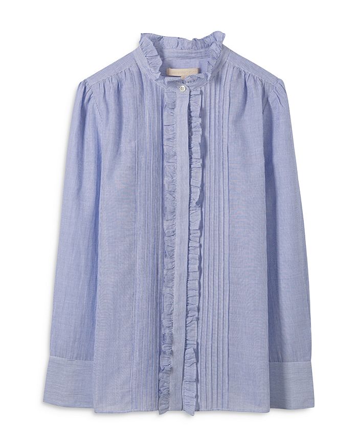 Vanessa Bruno Nicolas Cotton Tuxedo Blouse In White/blue