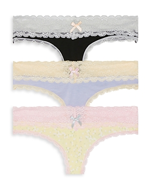 Honeydew Women's Ahna Thong, Pack Of 3 In Black/cove/zest Ditsy
