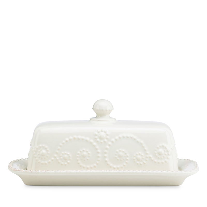 Lenox French Perle White Covered Butter Dish In White