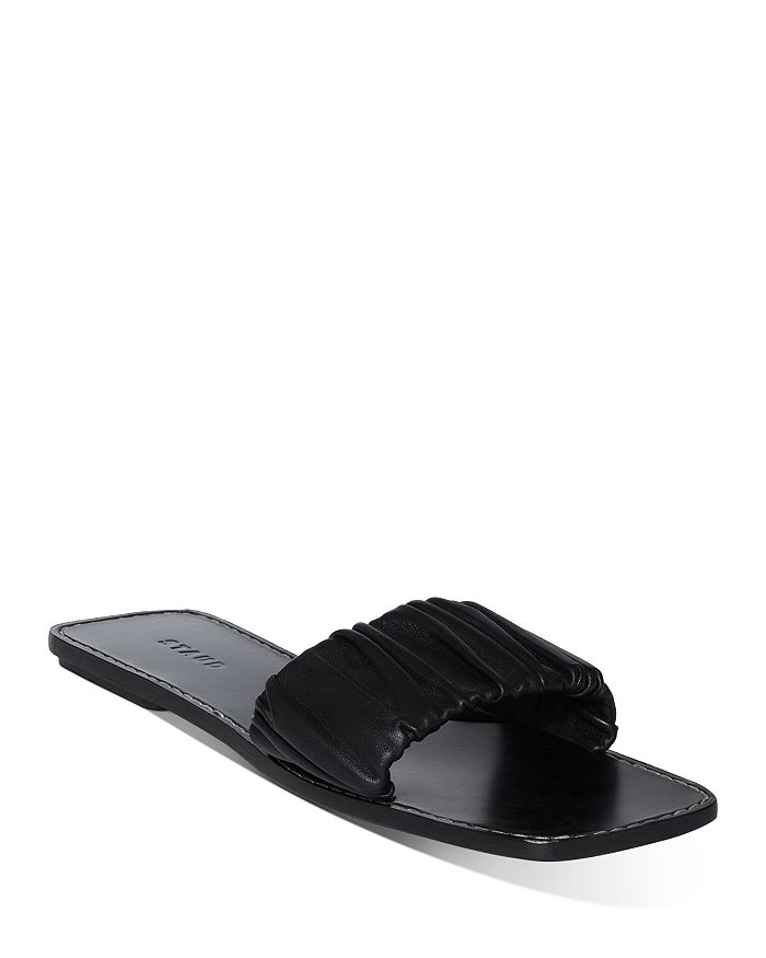 Staud Nina Flat Ruched Slide Sandal In Black