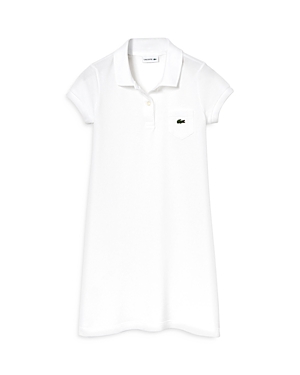 Lacoste Girls' Short-sleeve Petit Pique Polo Dress - Little Kid, Big Kid In White
