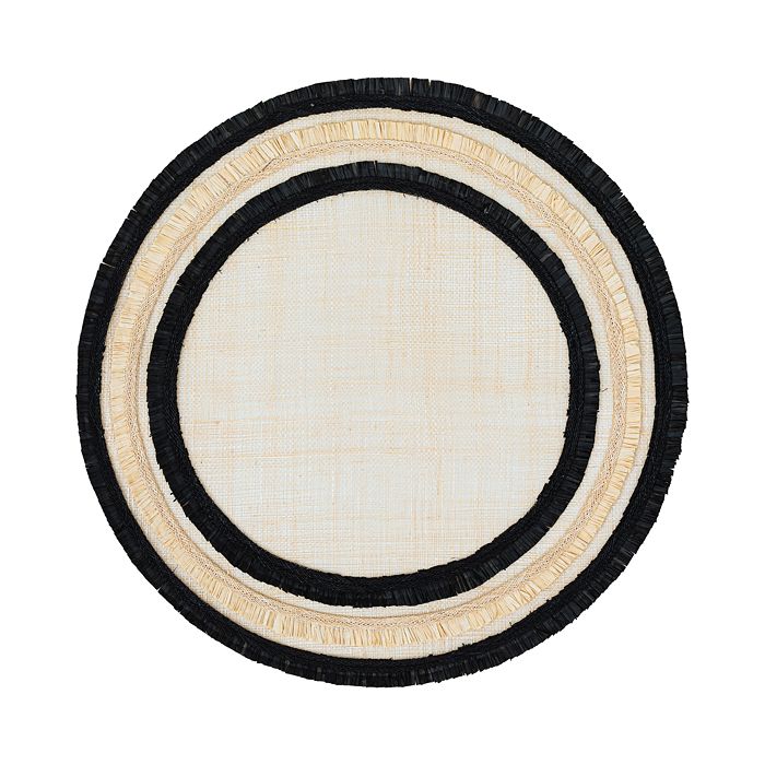 Shop Joanna Buchanan Fringed Two-tone Straw Placemat, Set Of 4 In Black