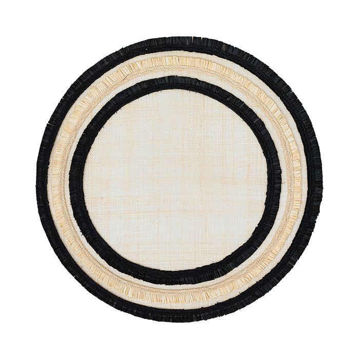 Joanna Buchanan Ruffled Stripe 4-piece Straw Placemat Set In Black