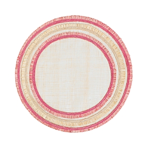 Shop Joanna Buchanan Fringed Two-tone Straw Placemat, Set Of 4 In Pink