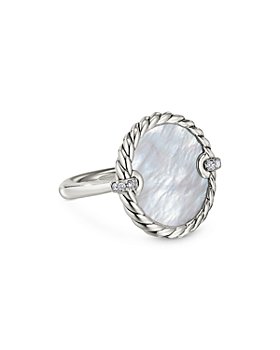 David Yurman - Sterling Silver DY Elements® Mother-of-Pearl & Diamond Ring