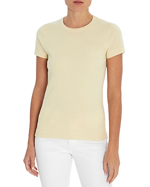 Three Dots Solid Crewneck Tee In Pastel Yellow
