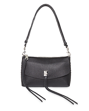 Rebecca Minkoff Darren Leather Crossbody In Black/silver