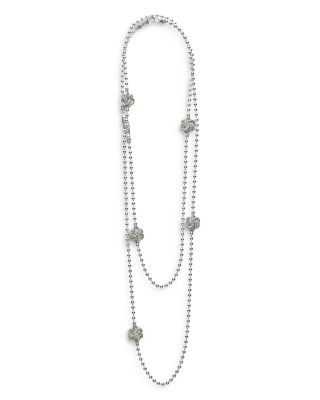 Sterling Silver & 18K Yellow Gold Love Knot Station Necklace, 34"