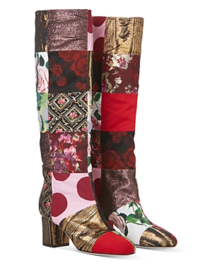 Dolce & Gabbana Women's Patchwork 2.4 Heel Leather Boots