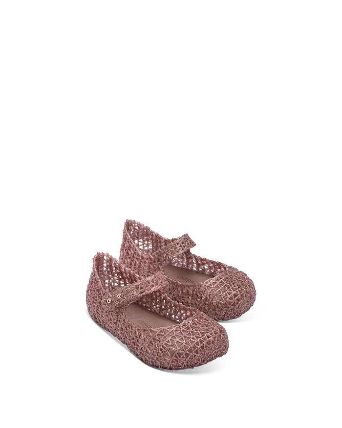 Shop Mini Melissa Girls' Minicampap Glitter Zigzag Mary Jane Flats - Toddler In Light Pink