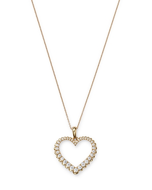 Bloomingdale's Diamond Heart Pendant Necklace In 14k Yellow Gold, 0.5 Ct. T.w. - 100% Exclusive In White/gold