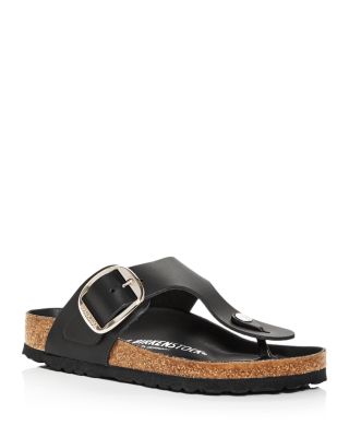 Birkenstock Gizeh Big Buckle Oiled Leather Sandal In Black