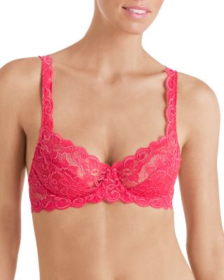 Hanro Luxury Moments Lace Unlined Underwire Bra In Geranium