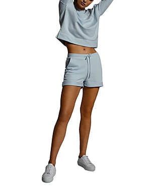 Reiss Annie Cotton Blend Fleece Drawstring Shorts In Blue