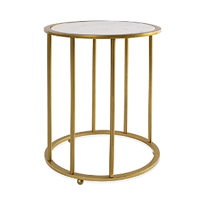 Photos - Dining Table Surya Ivan End Table White/Brass IVA-001