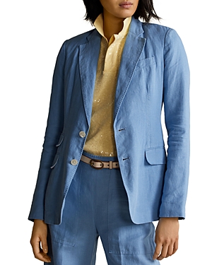 Ralph Lauren Polo  Single-breasted Linen Blazer In Blue