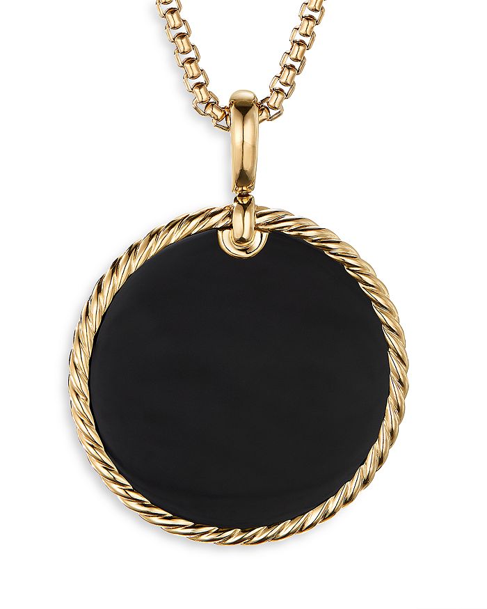 DAVID YURMAN 18K YELLOW GOLD DY ELEMENTS DISC PENDANT WITH BLACK ONYX & MOTHER-OF-PEARL,D16903 88BXM