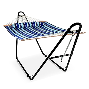 Sunnydaze Decor Quilted Hammock With Stand In Light Blue