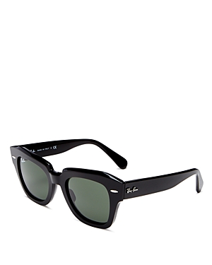 Ray Ban Ray-ban Women's State Street Square Sunglasses, 49mm In Black/green