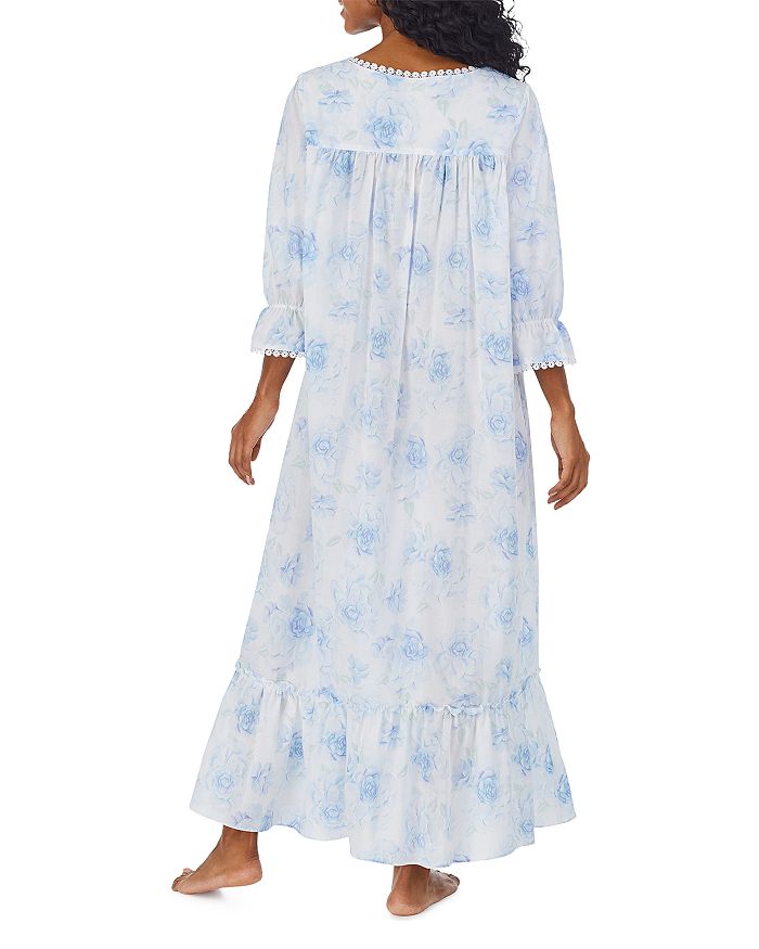 Eileen West Cotton Floral-print Nightgown In Blue | ModeSens