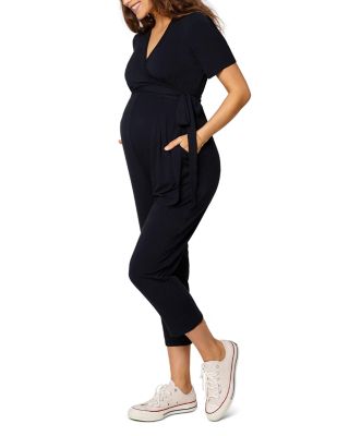 Maternity Short Sleeve Knit Jumpsuit