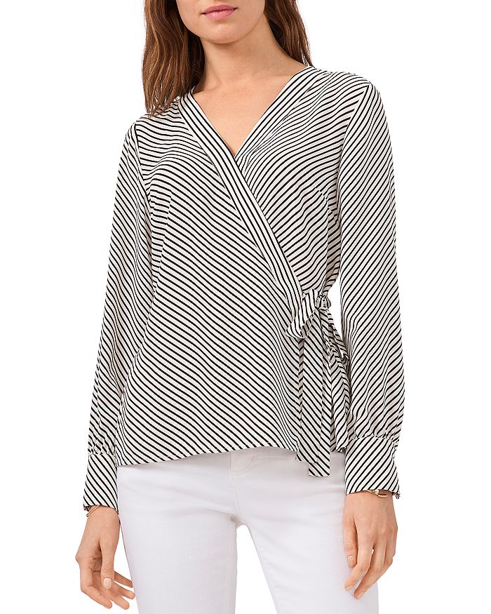 VINCE CAMUTO Striped Wrap Top | Bloomingdale's