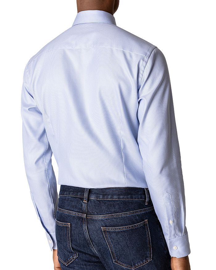 Shop Eton Slim Fit Houndstooth Dress Shirt In Blue