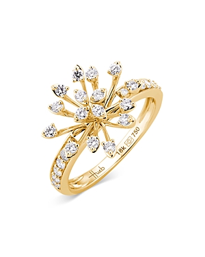 HUEB 18K YELLOW GOLD LUMINUS DIAMOND STARBURST STATEMENT RING,AN7032AYD0060