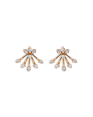 18K Rose Gold Luminus Diamond Fan Stud Earrings