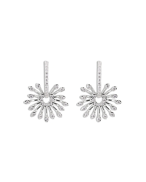 Hueb 18K White Gold Luminus Diamond Starburst Dangle Hoop Earrings