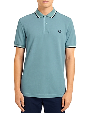 Fred Perry Twin Tipped Slim Fit Polo In Smoke Blue