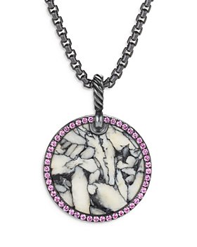 David Yurman - Sterling Silver DY Elements® Artist Series Disc Pendant with Pinolith & Rubies