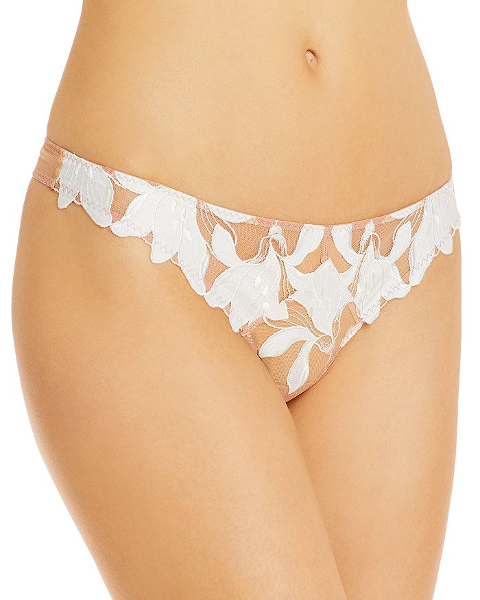Shop Fleur Du Mal Lily Embroidered Hipster Thong In White