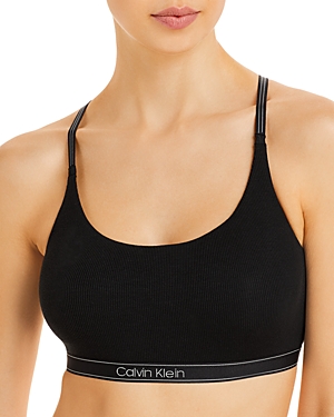 Calvin Klein Pure Ribbed Unlined Bralette In Black