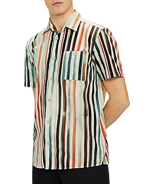 Ted Baker Print Stripe Shirt In Multi