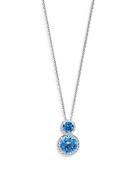 Bloomingdale's - Blue Topaz & Diamond Pendant Necklace in 14K White Gold, 18" - 100% Exclusive
