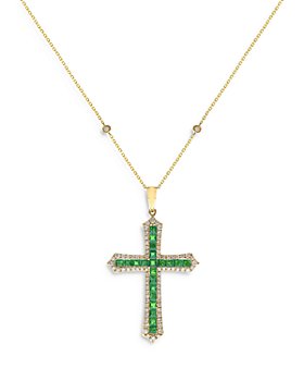Bloomingdale's - Sapphire & Diamond Cross Pendant Necklace in 14K Yellow Gold, 18" - 100% Exclusive