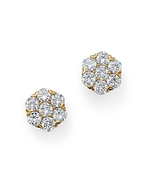 Bloomingdale's Round Cut Diamond Cluster Stud Earrings in 14K Yellow Gold, 1.0 ct. t.w. - 100% Exclu