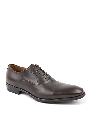 Shop Bruno Magli Men's Locascio Leather Cap Toe Oxfords In Dark Brown