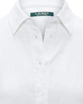 Linen Long Sleeve Collared Button Down Shirt, Regular & Petite