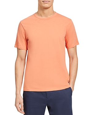 Theory Essential Short-sleeve Cotton T-shirt In Vivid Coral